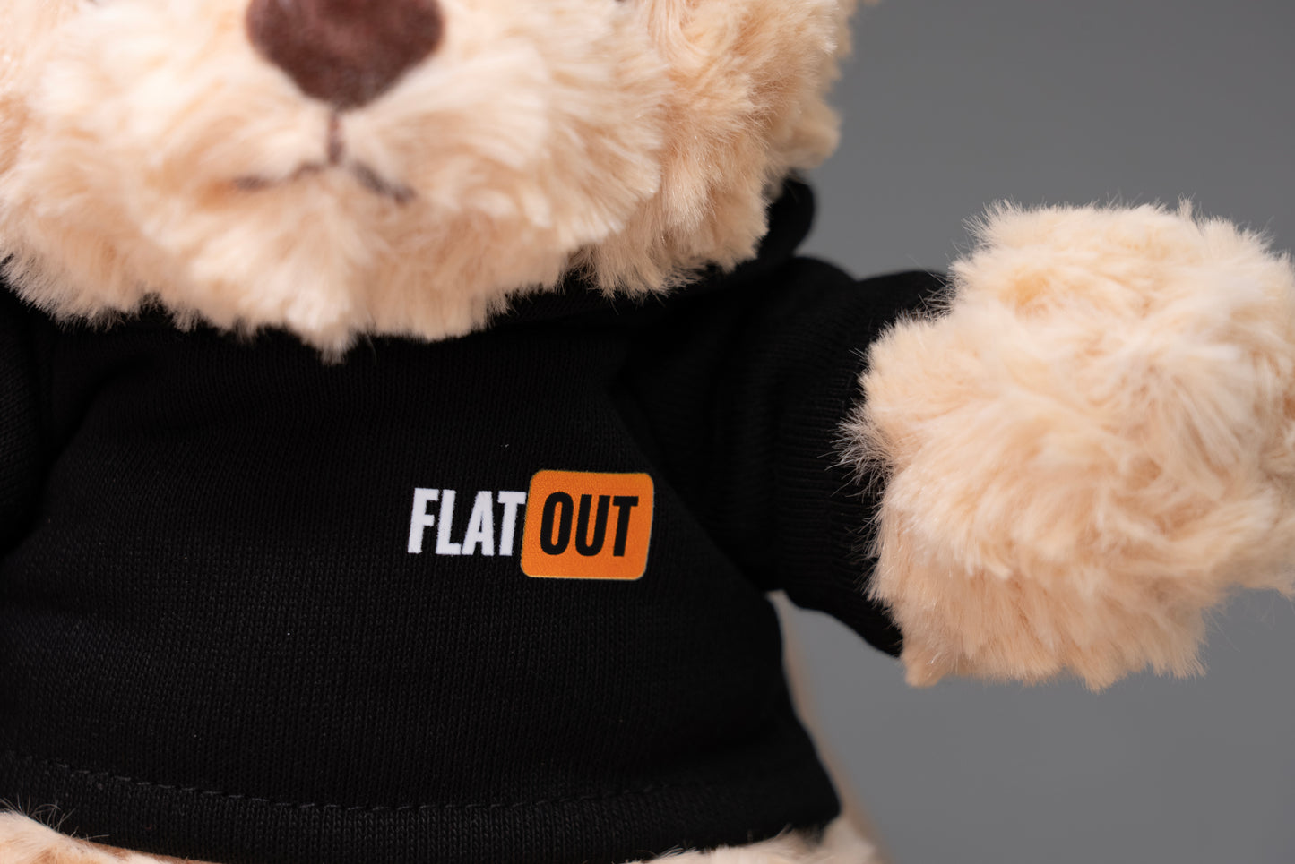 【Flat Out】Flat Out熊仔連長袖黑色連帽衛衣