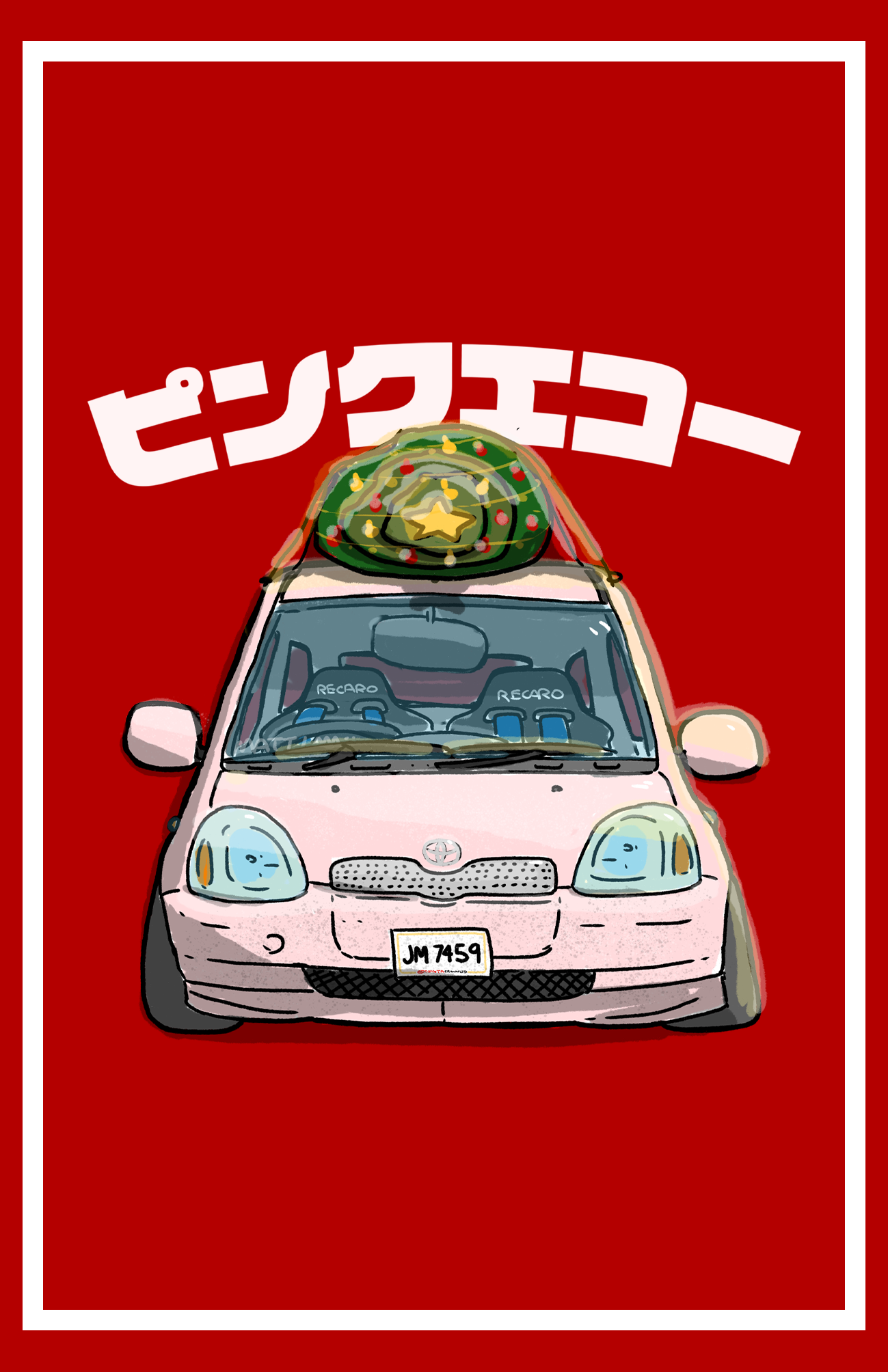 【The Pink Echo】ピンクのエコー紅色聖誕樹行車證靜電貼