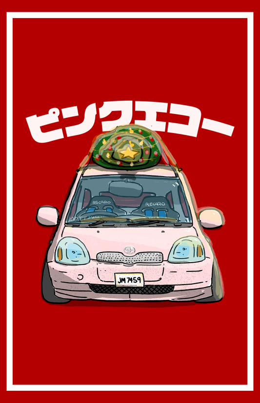 【The Pink Echo】ピンクのエコー紅色聖誕樹行車證靜電貼