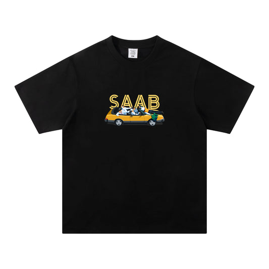 【Saab】Saab 900 Turbo Convertible「SAAB」黑色短袖T Shirt