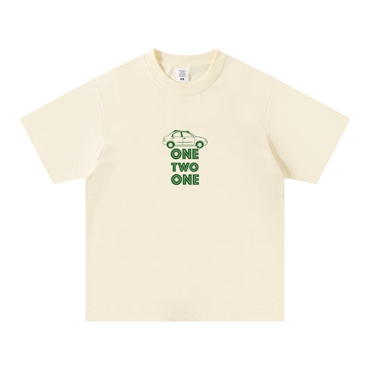 【Mazda】Mazda 121「熊仔鈴」米白色手繪短袖T Shirt